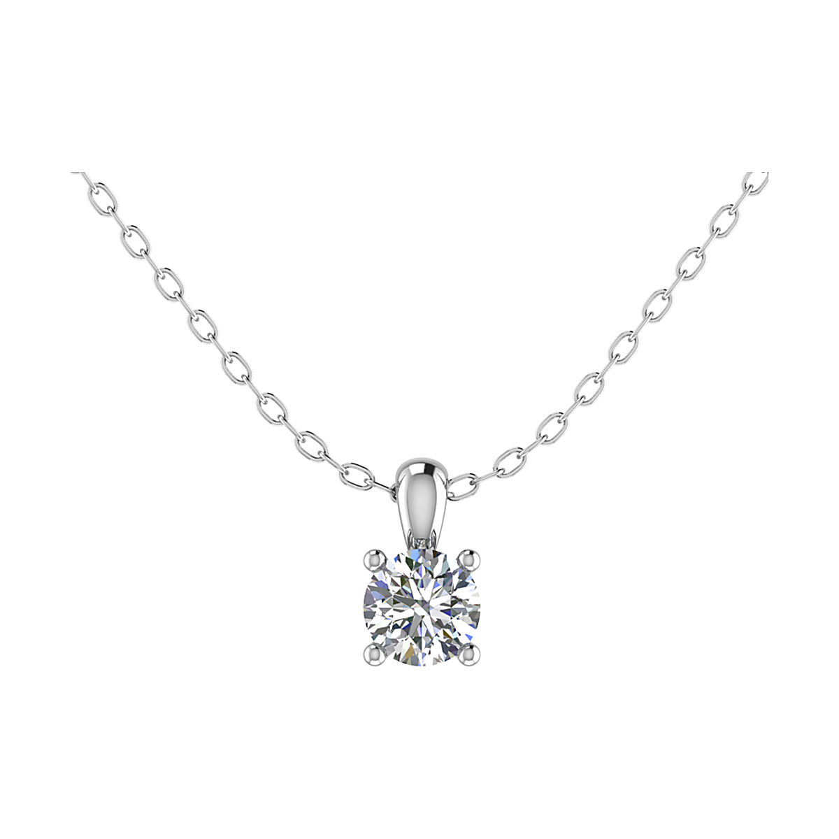 Diamanthalsband med 4 klor och rund diamant Badrion Asal i vitguld