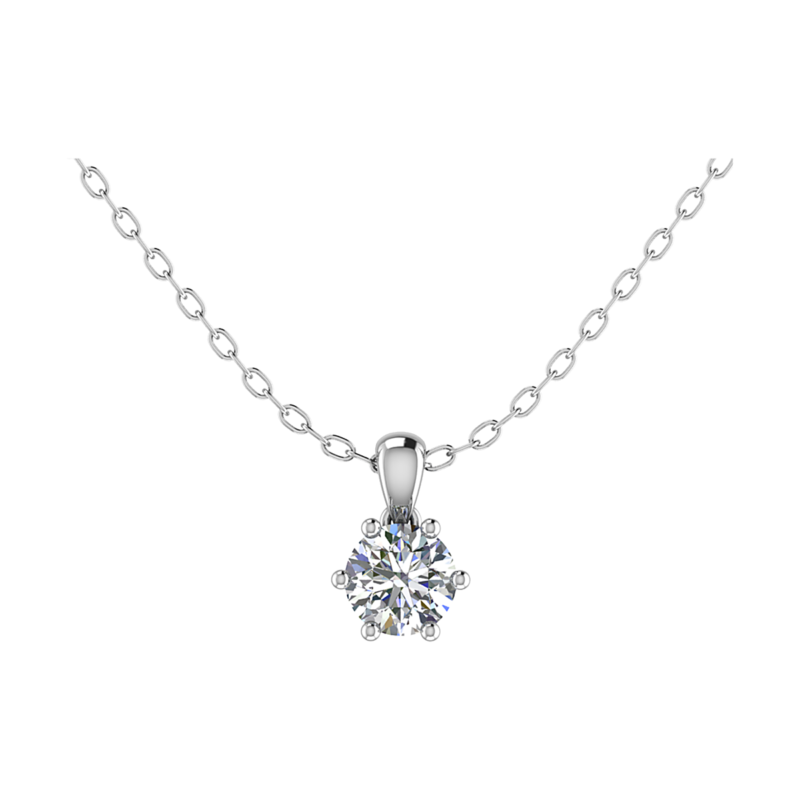 Diamanthalsband med 6 klor och rund diamant Badrion Claire i vitguld