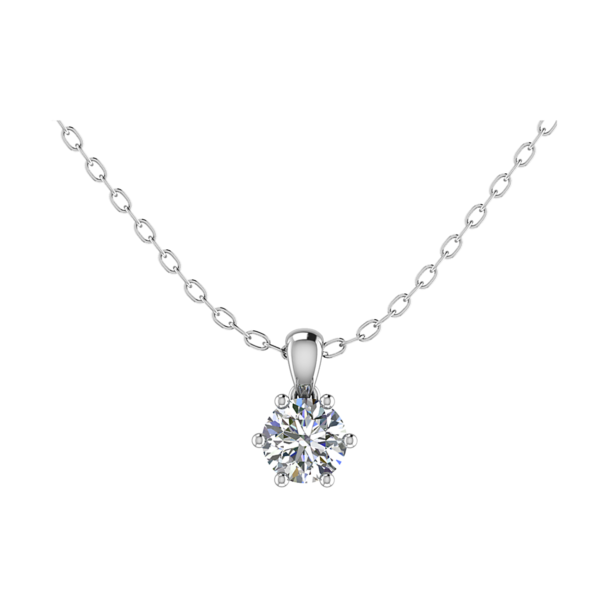 Diamanthalsband med 6 klor och rund diamant Badrion Claire i vitguld