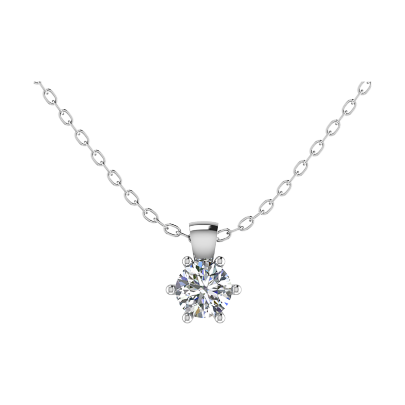 Diamanthalsband med 6 klor och rund diamant Badrion Dina i vitguld