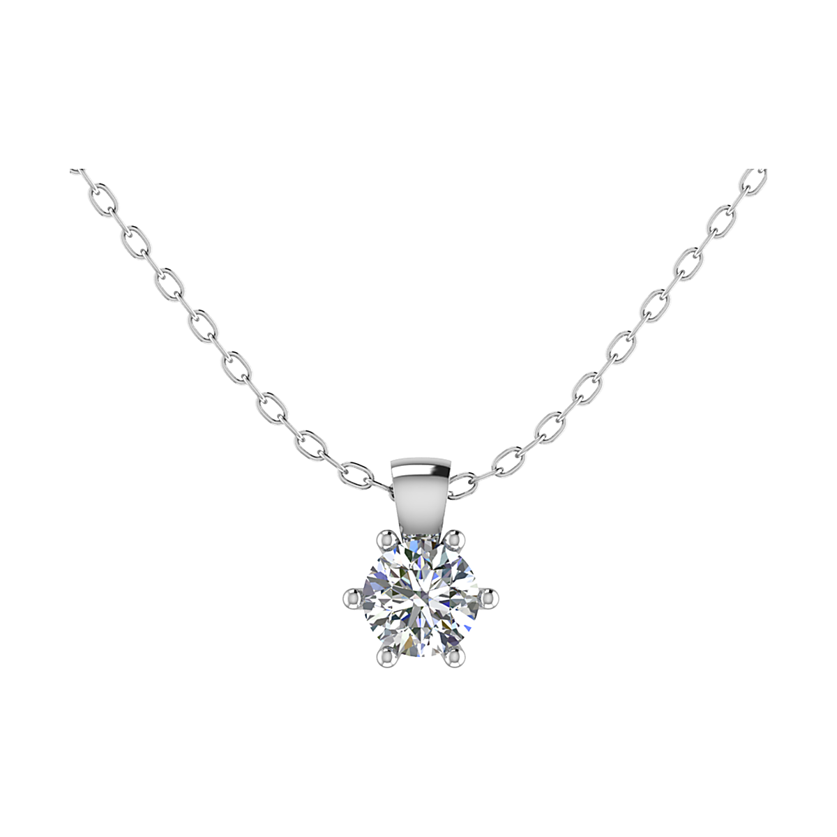 Diamanthalsband med 6 klor och rund diamant Badrion Dina i vitguld