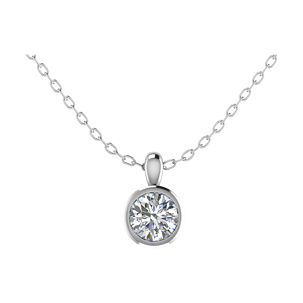 Diamanthalsband med rund diamant Badrion Kimia i vitguld