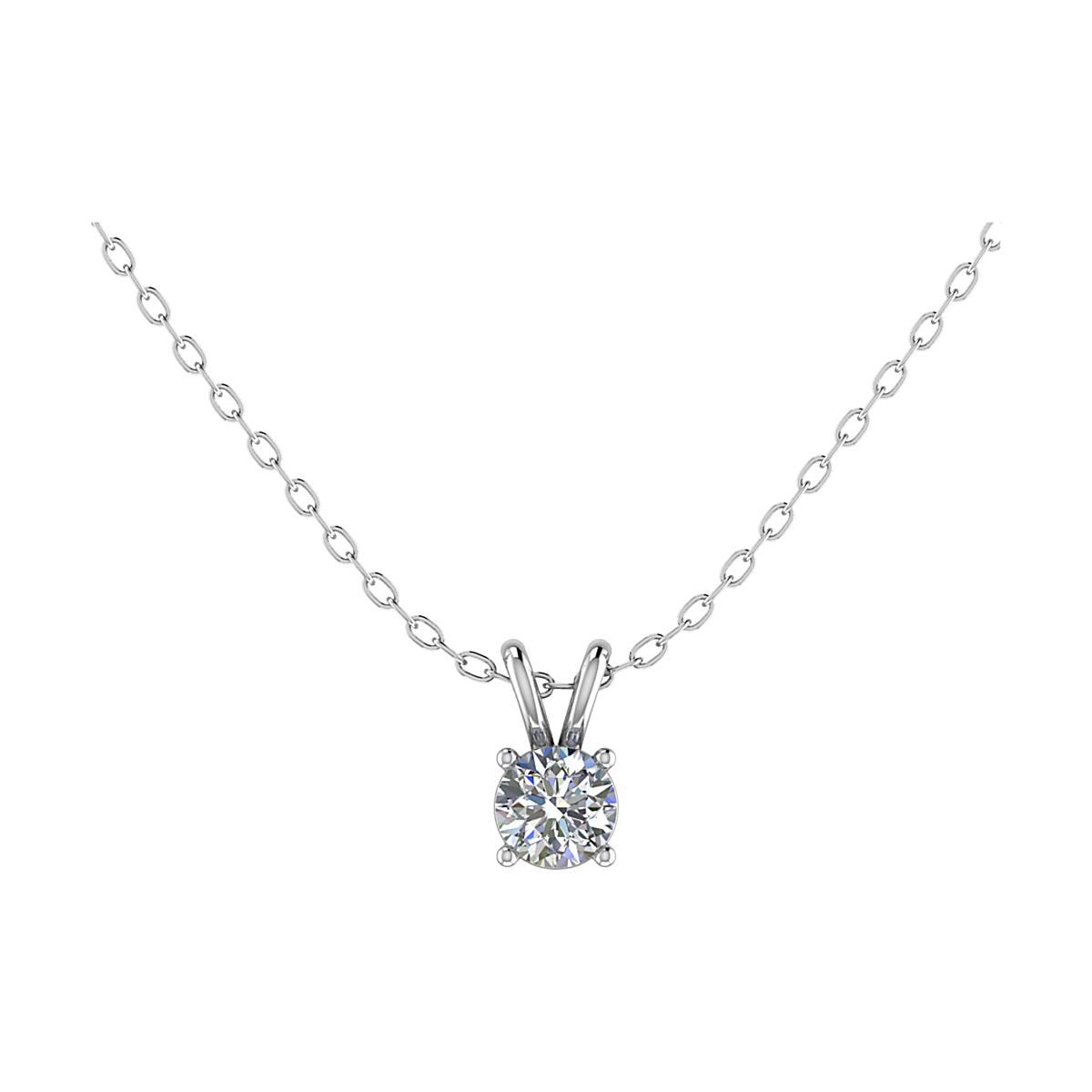 Diamanthalsband med 4 klor och rund diamant Badrion Mina i vitguld