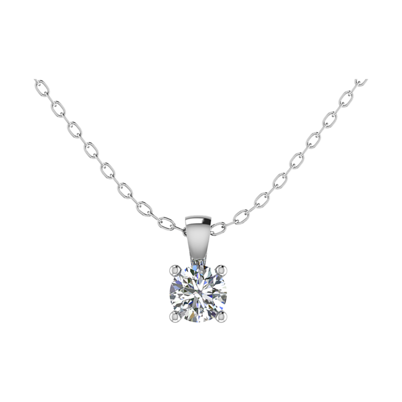 Diamanthalsband med 4 klor och rund diamant Badrion Tara i vitguld