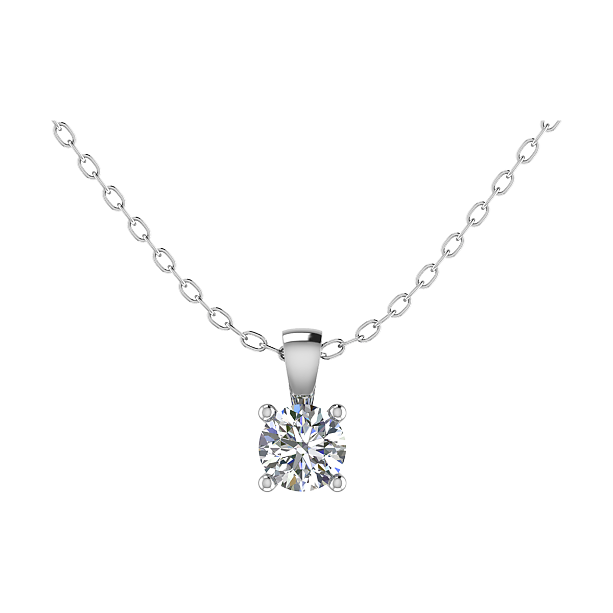 Diamanthalsband med 4 klor och rund diamant Badrion Tara i vitguld